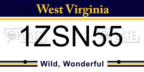 1ZSN55 West Virginia License Plate