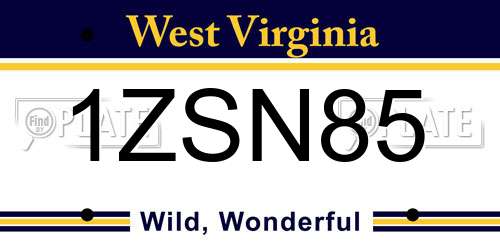 1ZSN85 West Virginia License Plate