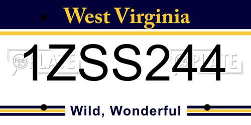 1ZSS244 West Virginia License Plate