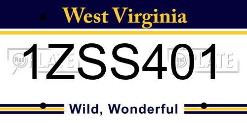 1ZSS401 West Virginia License Plate