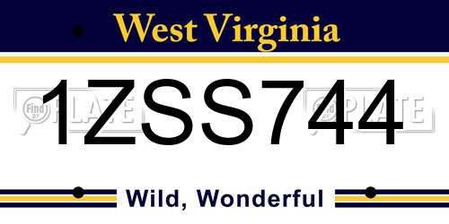 1ZSS744 West Virginia License Plate