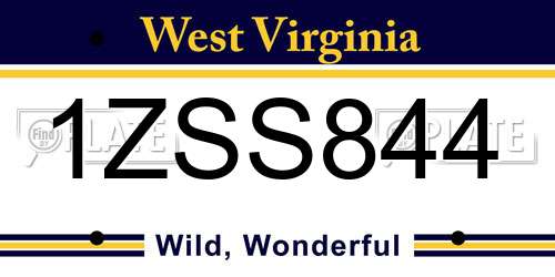 1ZSS844 West Virginia License Plate