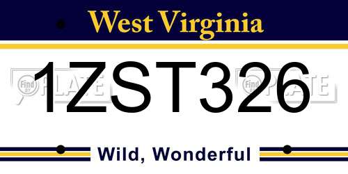 1ZST326 West Virginia License Plate