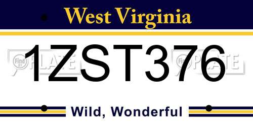 1ZST376 West Virginia License Plate