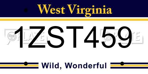 1ZST459 West Virginia License Plate