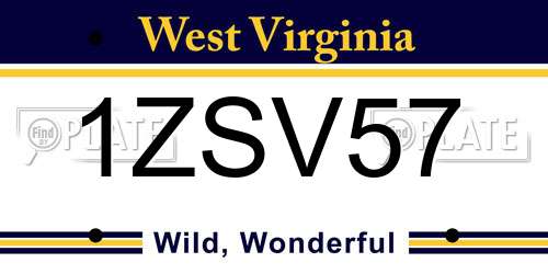 1ZSV57 West Virginia License Plate