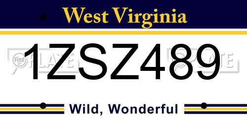 1ZSZ489 West Virginia License Plate