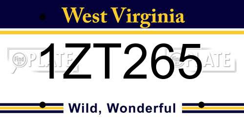 1ZT265 West Virginia License Plate