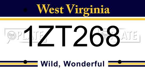 1ZT268 West Virginia License Plate