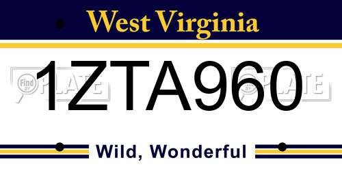 1ZTA960 West Virginia License Plate