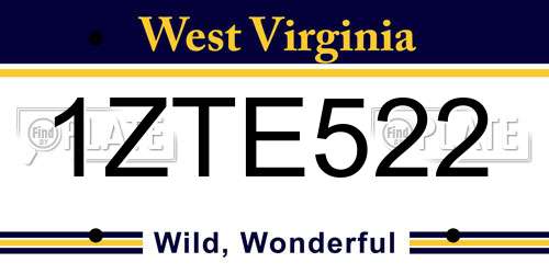 1ZTE522 West Virginia License Plate