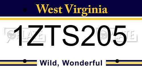 1ZTS205 West Virginia License Plate