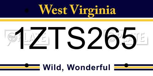 1ZTS265 West Virginia License Plate