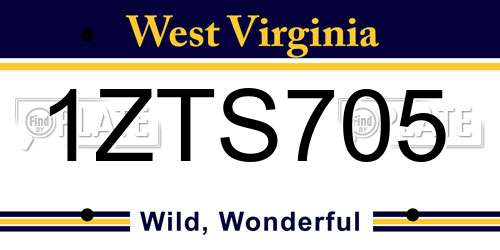1ZTS705 West Virginia License Plate