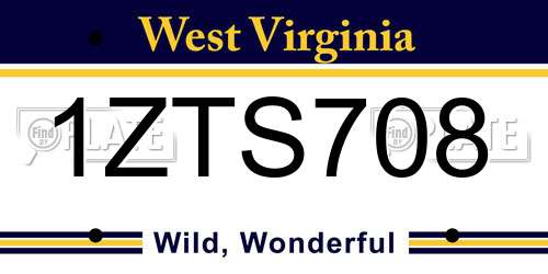 1ZTS708 West Virginia License Plate