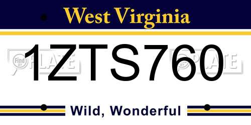 1ZTS760 West Virginia License Plate