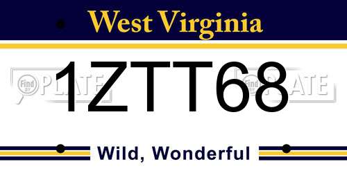 1ZTT68 West Virginia License Plate