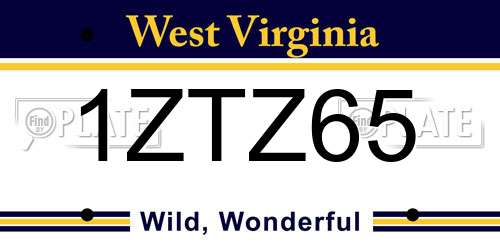1ZTZ65 West Virginia License Plate