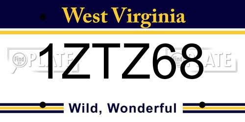 1ZTZ68 West Virginia License Plate