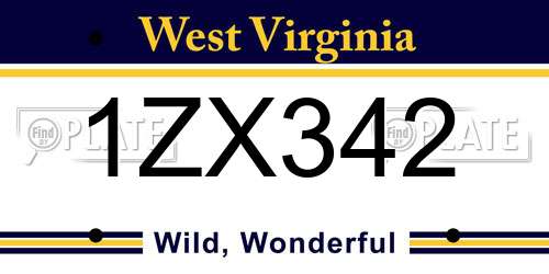 1ZX342 West Virginia License Plate