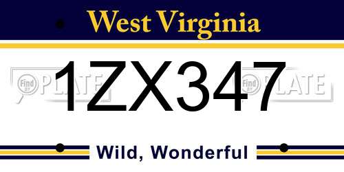 1ZX347 West Virginia License Plate