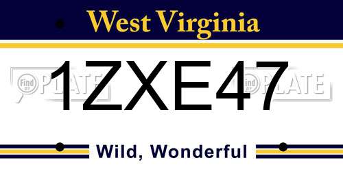 1ZXE47 West Virginia License Plate