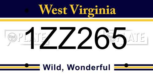 1ZZ265 West Virginia License Plate