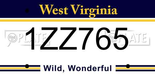 1ZZ765 West Virginia License Plate
