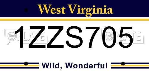 1ZZS705 West Virginia License Plate
