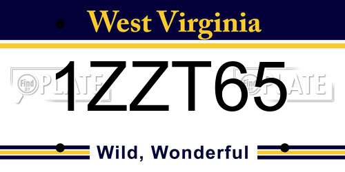 1ZZT65 West Virginia License Plate