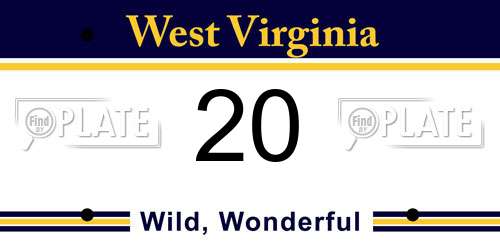 20 West Virginia License Plate