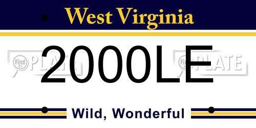 2000LE West Virginia License Plate