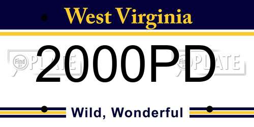 2000PD West Virginia License Plate