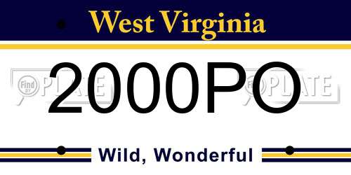 2000PO West Virginia License Plate