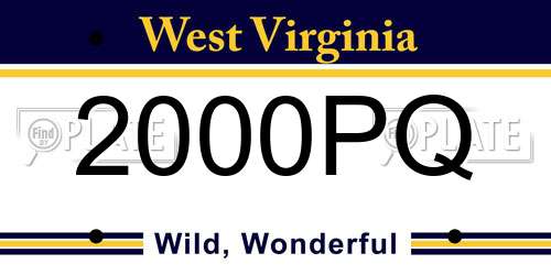 2000PQ West Virginia License Plate