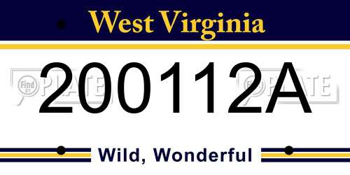 200112A West Virginia License Plate