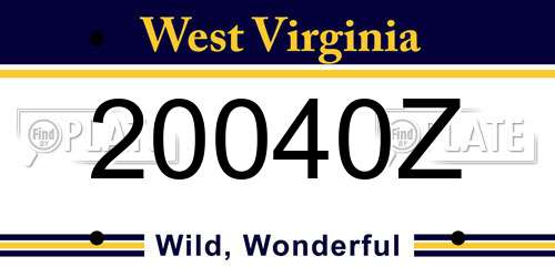 20040Z West Virginia License Plate