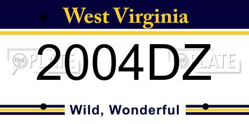 2004DZ West Virginia License Plate