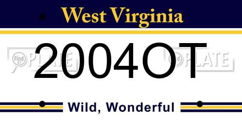 2004OT West Virginia License Plate