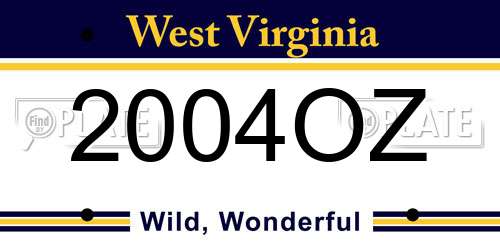 2004OZ West Virginia License Plate