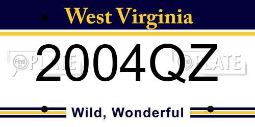 2004QZ West Virginia License Plate