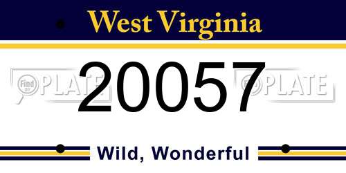 20057 West Virginia License Plate