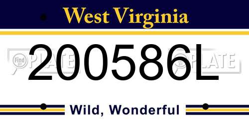 200586L West Virginia License Plate