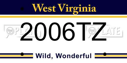 2006TZ West Virginia License Plate