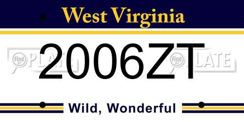 2006ZT West Virginia License Plate