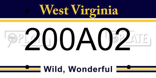 200A02 West Virginia License Plate