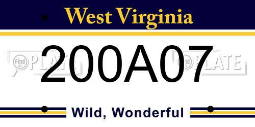 200A07 West Virginia License Plate