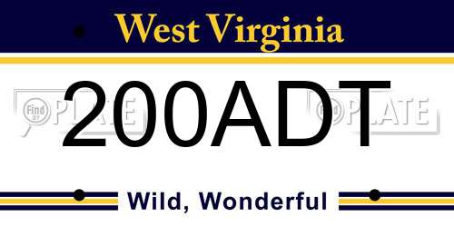 200ADT West Virginia License Plate