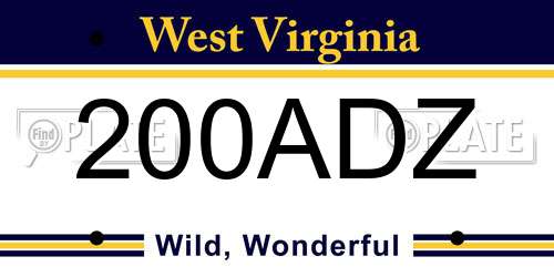 200ADZ West Virginia License Plate