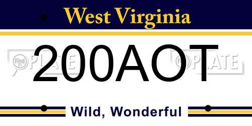 200AOT West Virginia License Plate